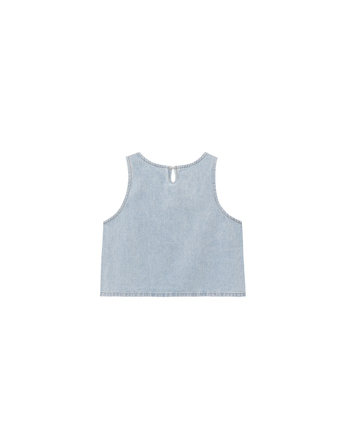 Washed Jeans Denim Sleeveless Cropped Vest Top