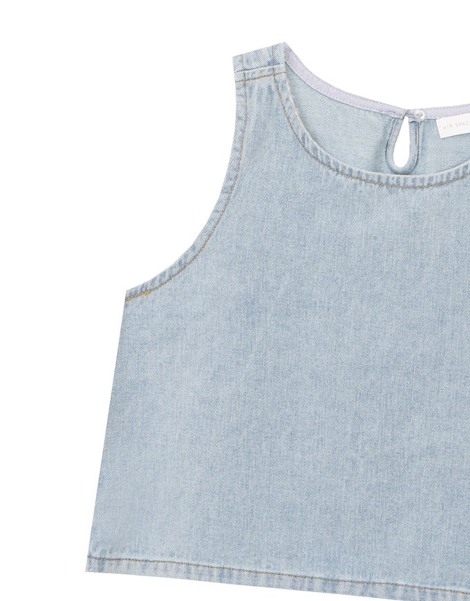 Washed Jeans Denim Sleeveless Cropped Vest Top