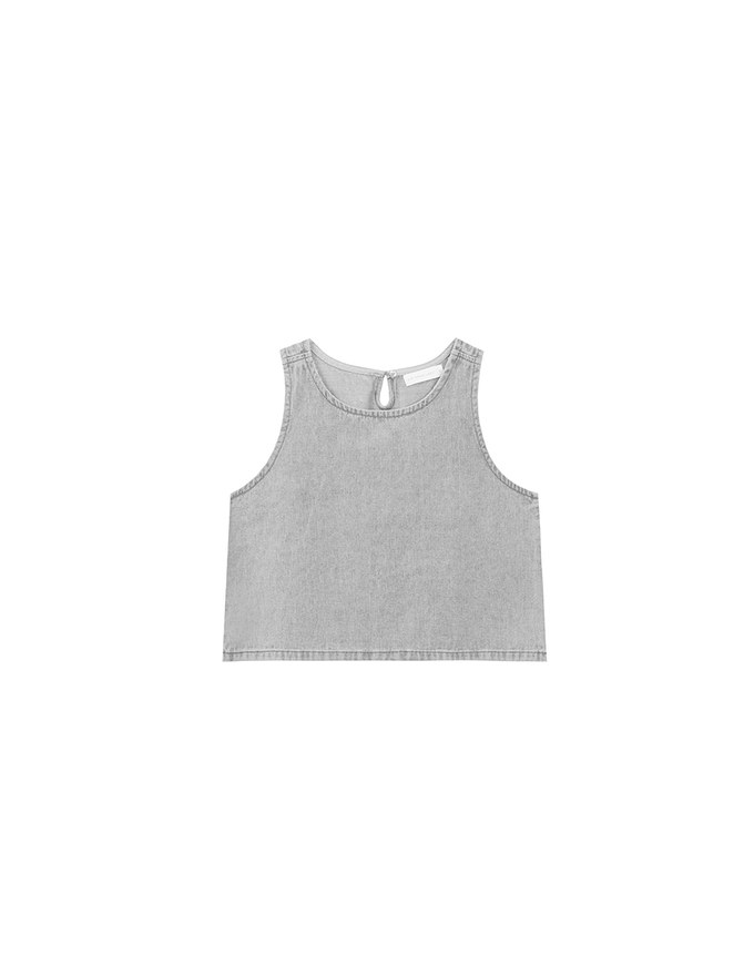 Washed Jeans Denim Sleeveless Cropped Vest Top