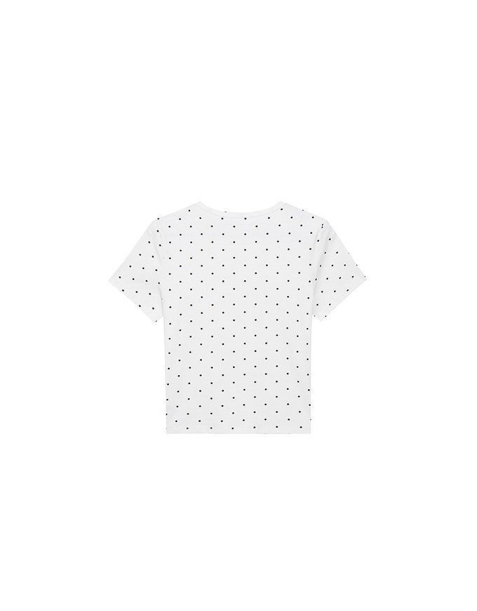Classic Polka Dot Round Neck Fitted Knit Tee
