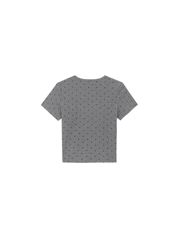 Classic Polka Dot Round Neck Fitted Knit Tee