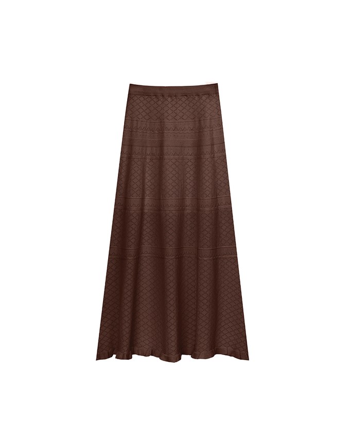 Argyle Textured Knit Flare Maxi Skirt