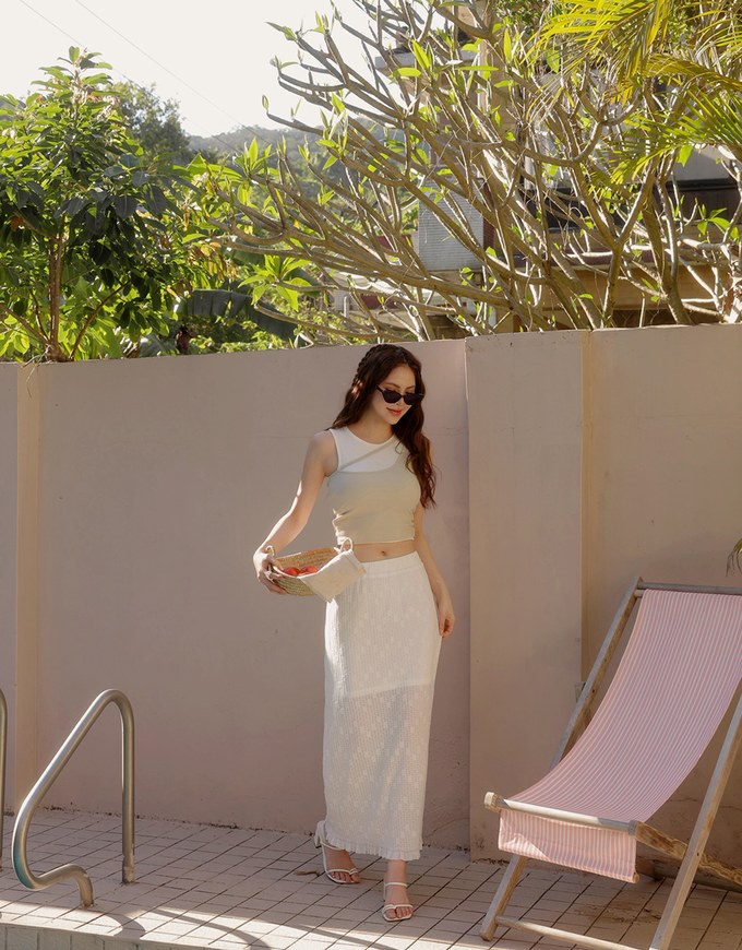 Crochet Inspired Sheer Knit Maxi Skirt