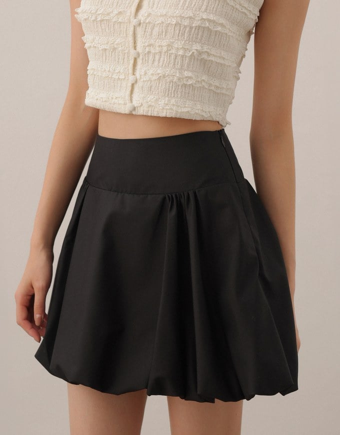 High Waist Bubble Silhouette Mini Skirt