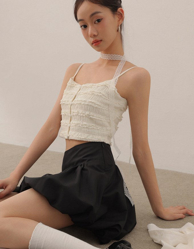 High Waist Bubble Silhouette Mini Skirt