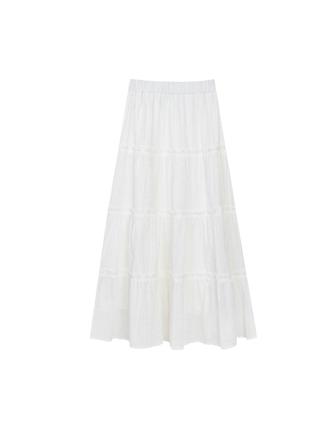 Flowy Polka Dot Tiered Maxi Skirt