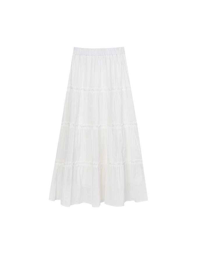 Flowy Polka Dot Tiered Maxi Skirt