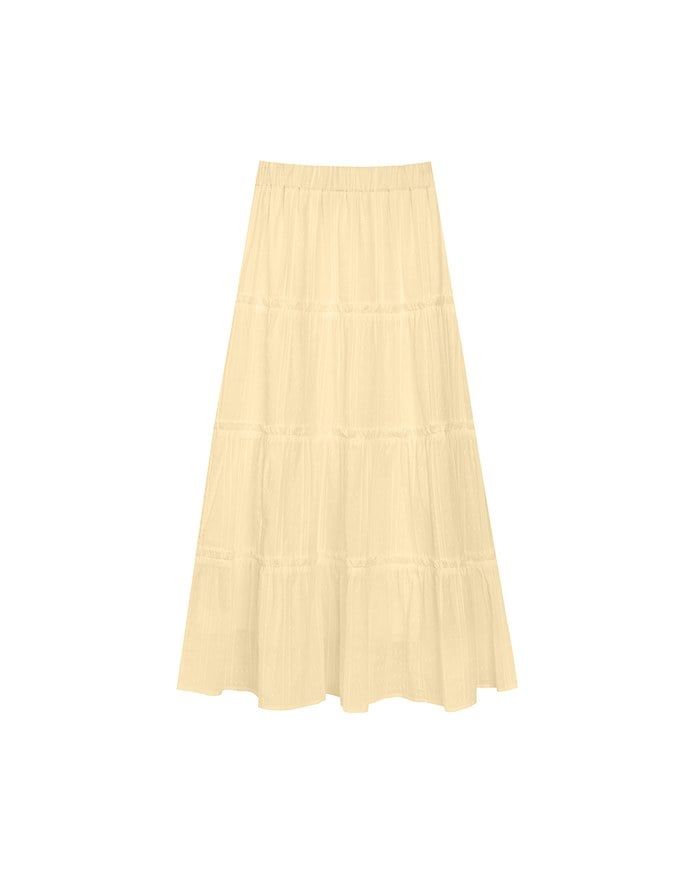 Flowy Polka Dot Tiered Maxi Skirt