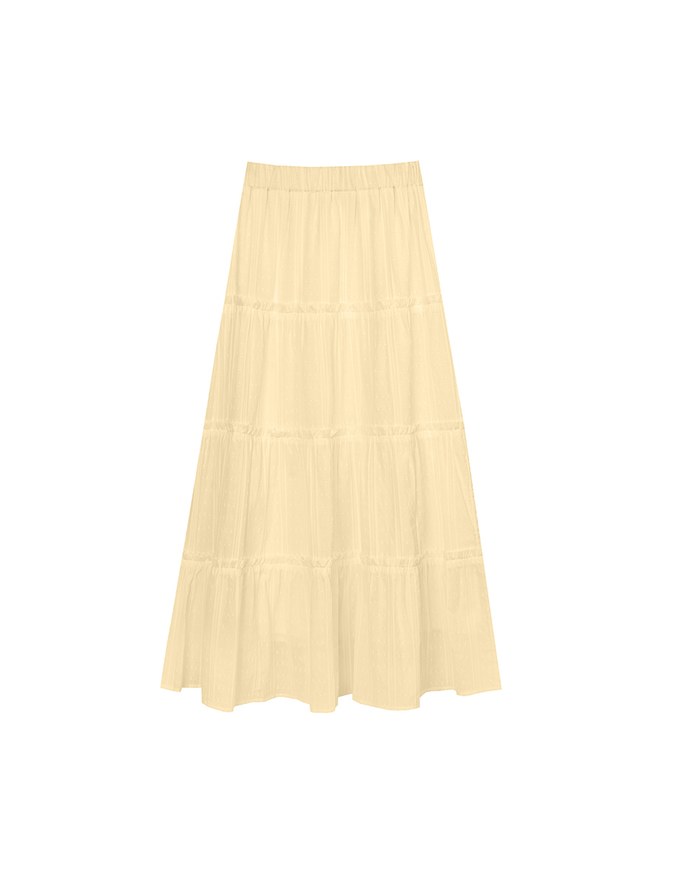 Flowy Polka Dot Tiered Maxi Skirt