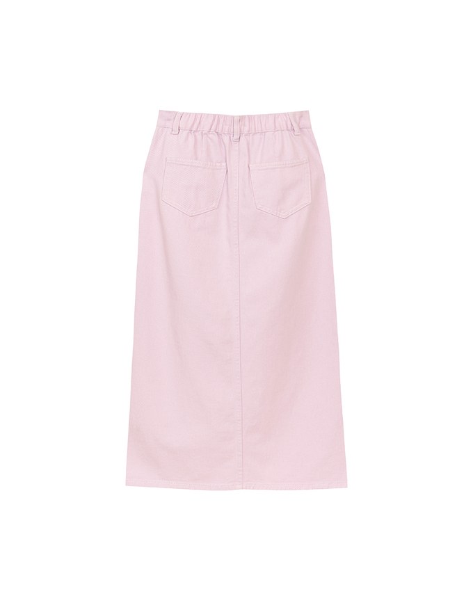 High Waist Jeans Denim Maxi Skirt with Front Slit Detail