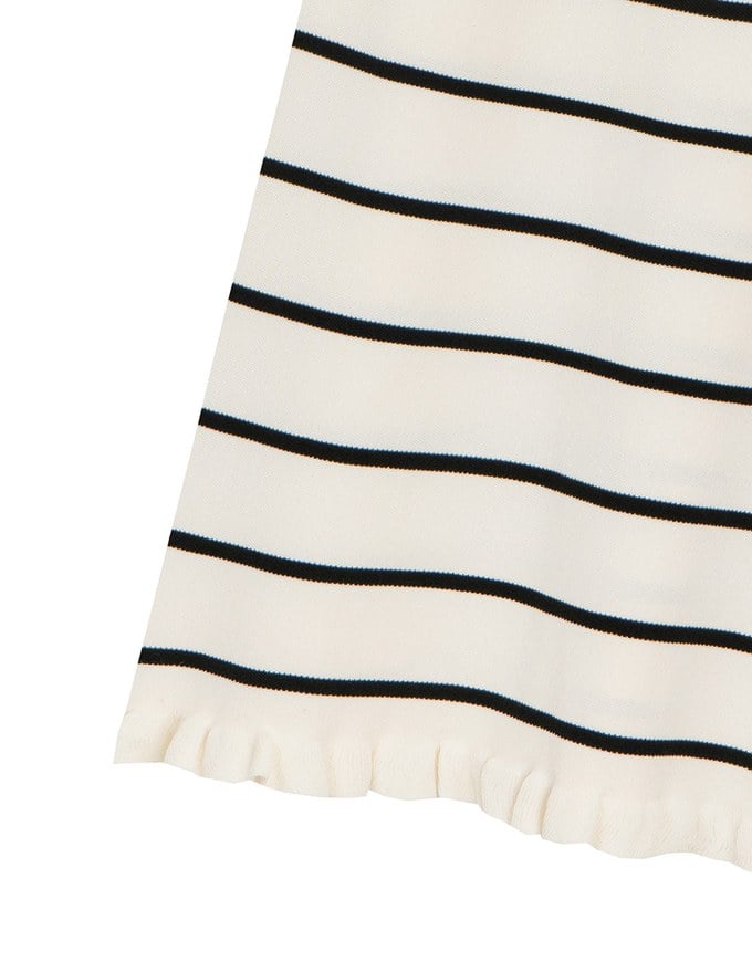 Striped Knit Maxi Skirt with Ruffled Hem