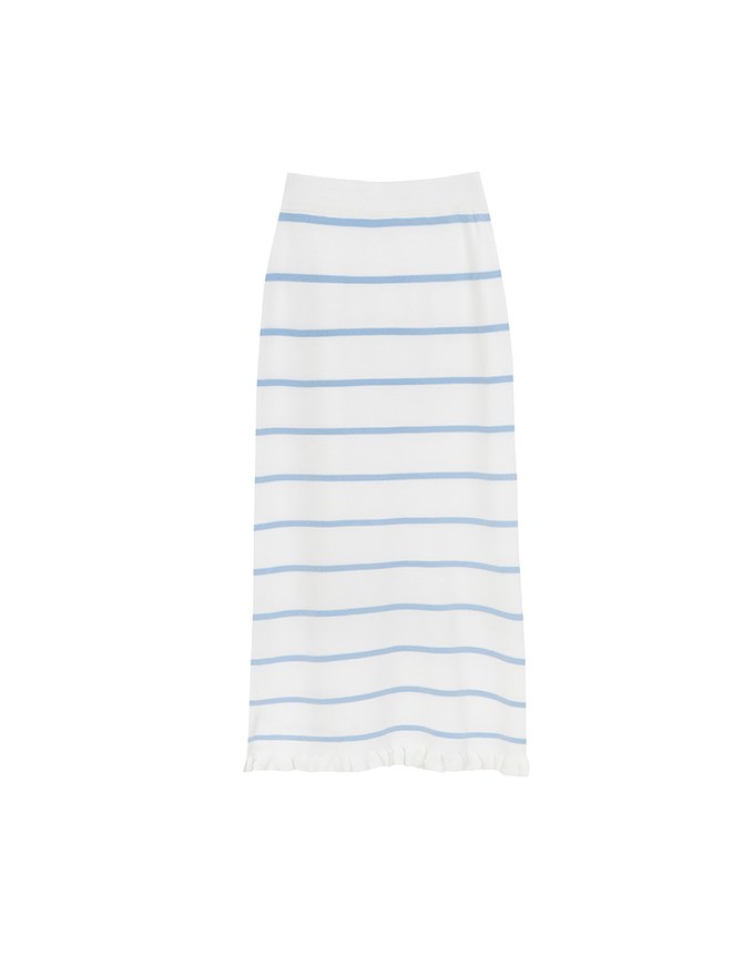 Striped Knit Maxi Skirt with Ruffled Hem