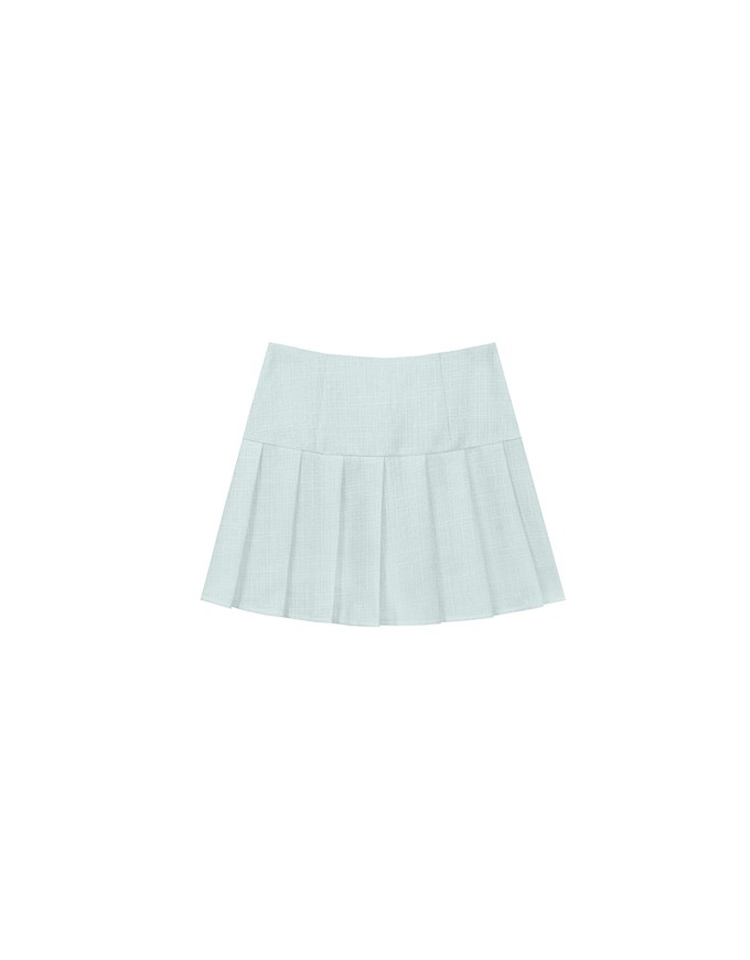 High Waist A Line Tailored Pleated Mini Skirt