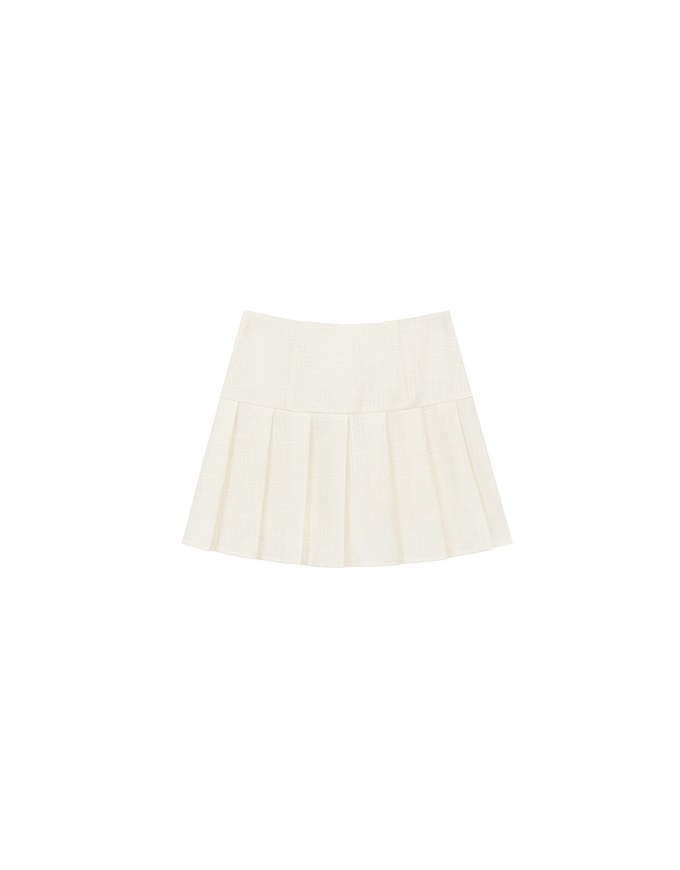 High Waist A Line Tailored Pleated Mini Skirt