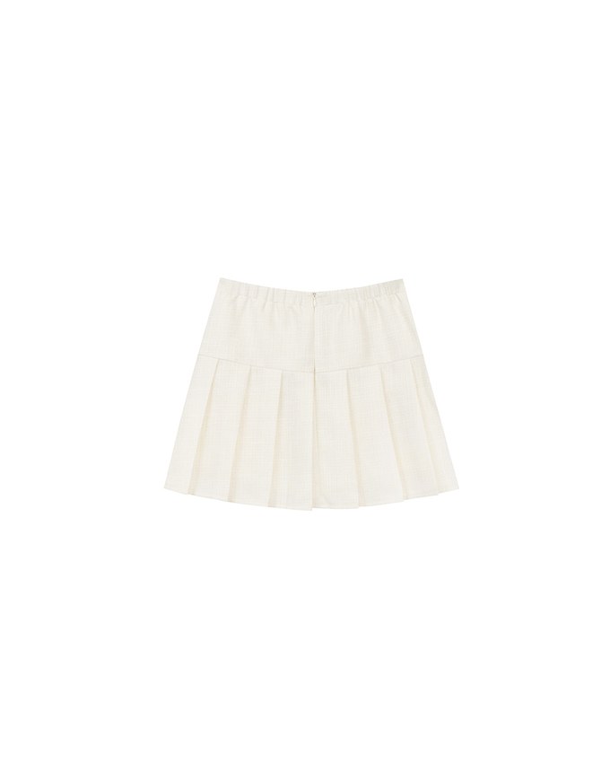 High Waist A Line Tailored Pleated Mini Skirt