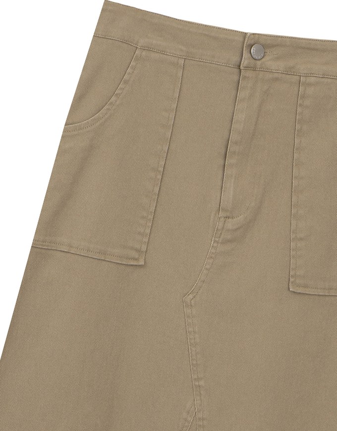 Raw Hem High Waist Front Pocket A Line Cargo Maxi Skirt