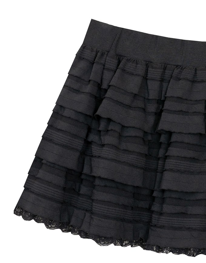 Layered Lace Trim Tiered Mini Skirt