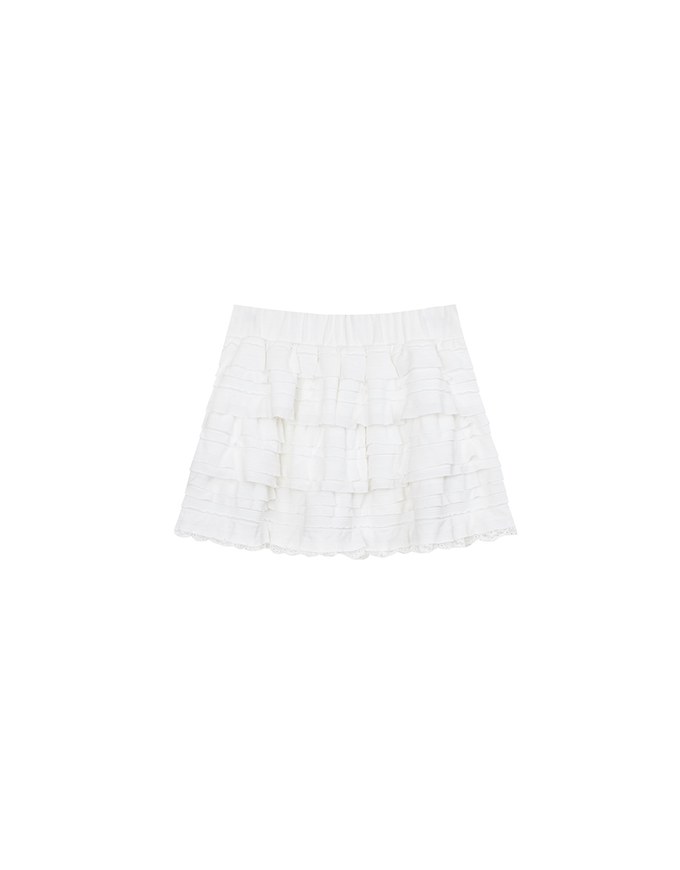 Layered Lace Trim Tiered Mini Skirt