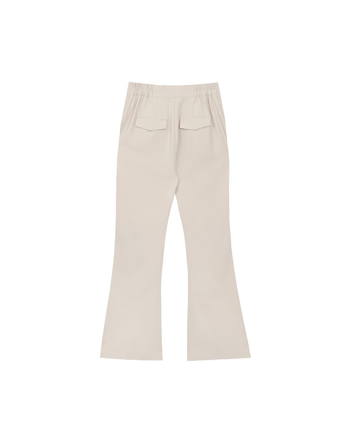 Minimal High Waist Flare Pants with Front Side Slit Detail