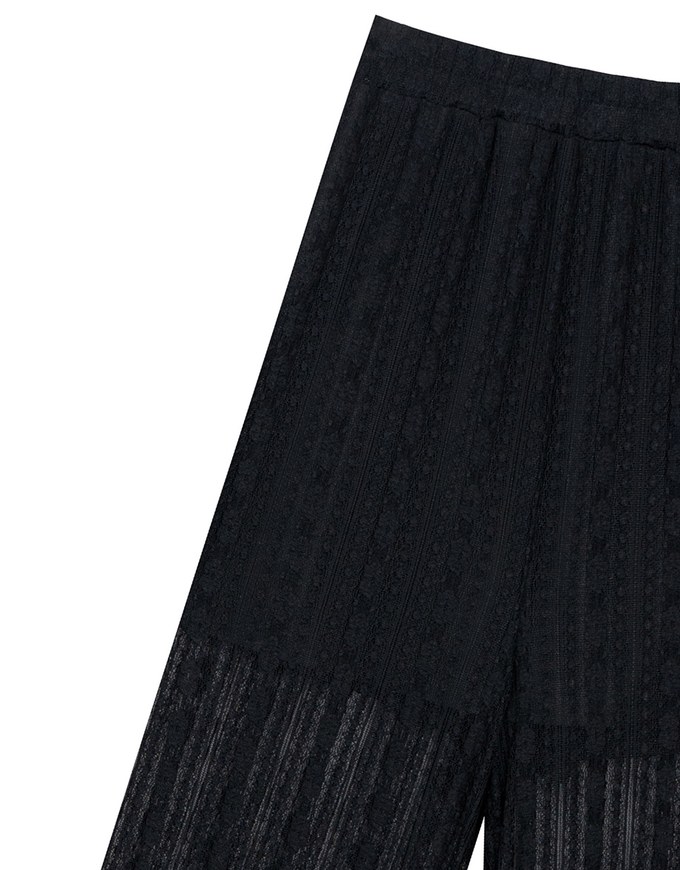 Sheer Lace Straight Leg Overlay Pants with Inner Shorts