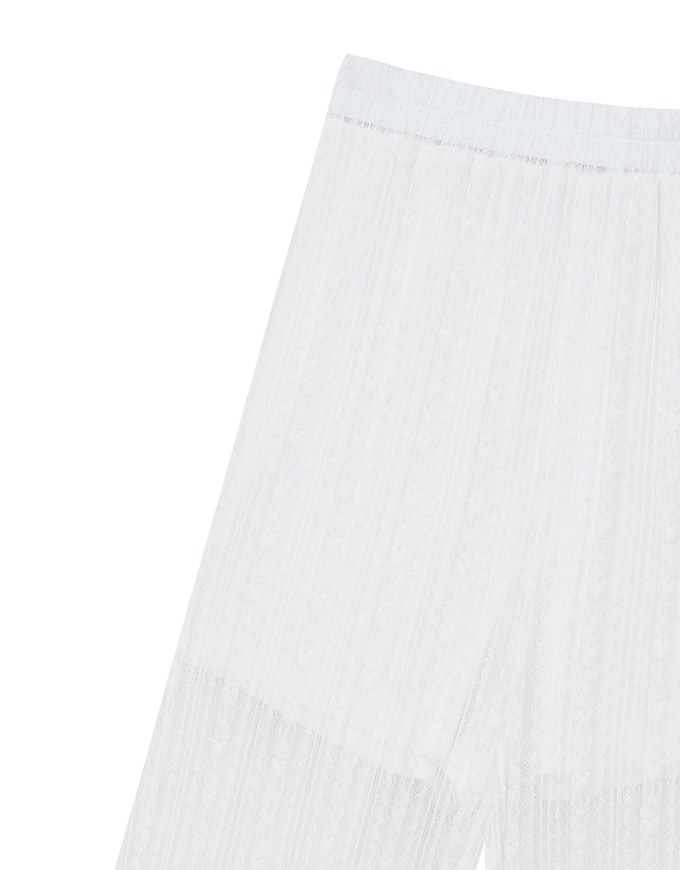 Sheer Lace Straight Leg Overlay Pants with Inner Shorts