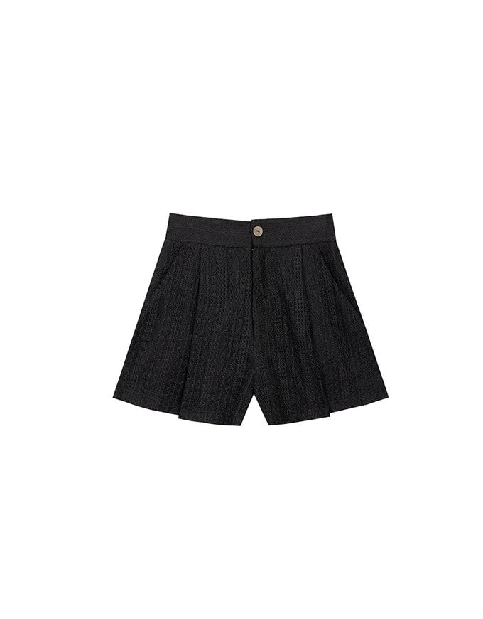 Lace Crochet Inspired Knit Pleated Short