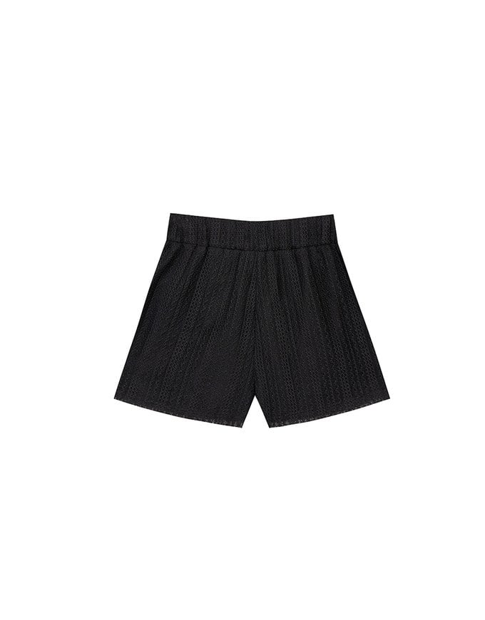 Lace Crochet Inspired Knit Pleated Short