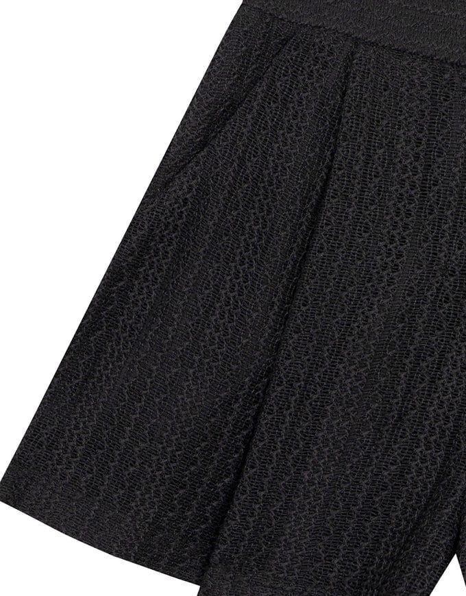 Lace Crochet Inspired Knit Pleated Short