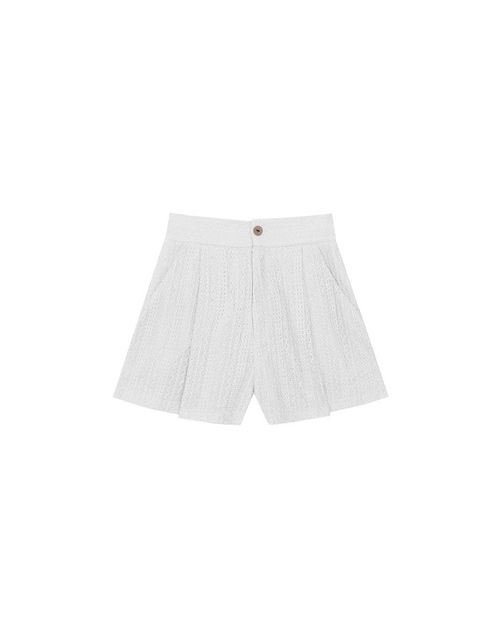 Lace Crochet Inspired Knit Pleated Short