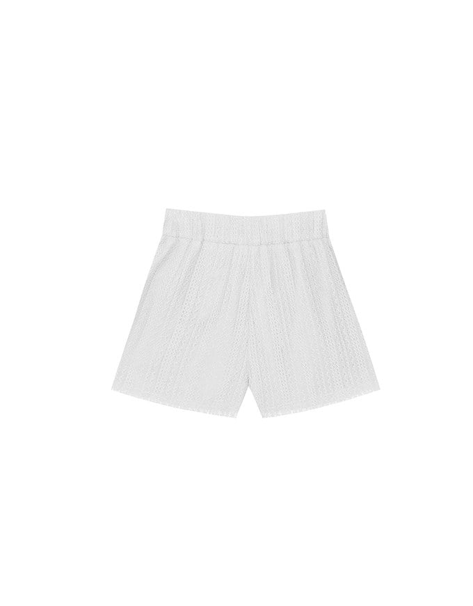 Lace Crochet Inspired Knit Pleated Short