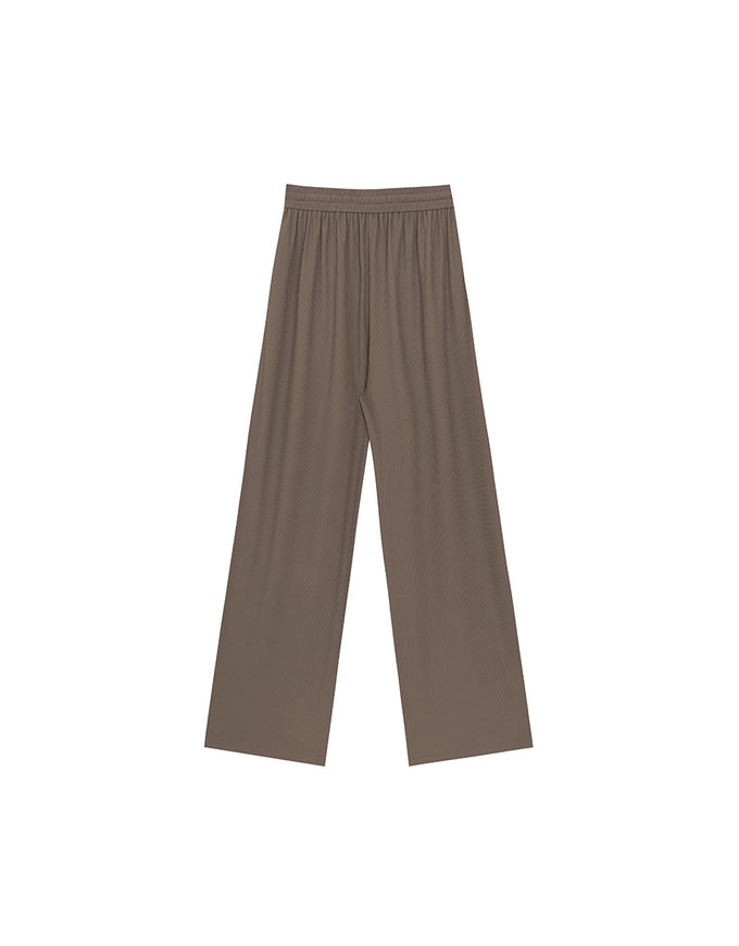 Cooling Fabric Front Pleated Wide Leg Pants with Drawstring Detail