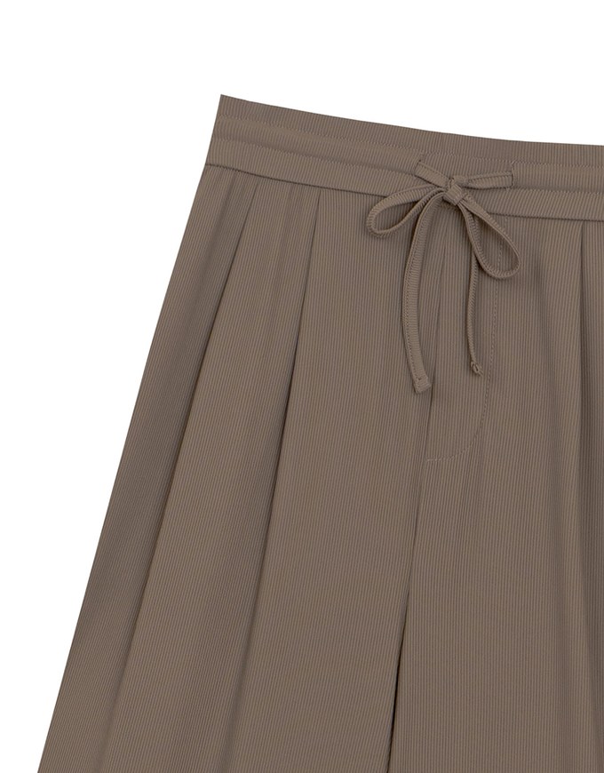 Cooling Fabric Front Pleated Wide Leg Pants with Drawstring Detail