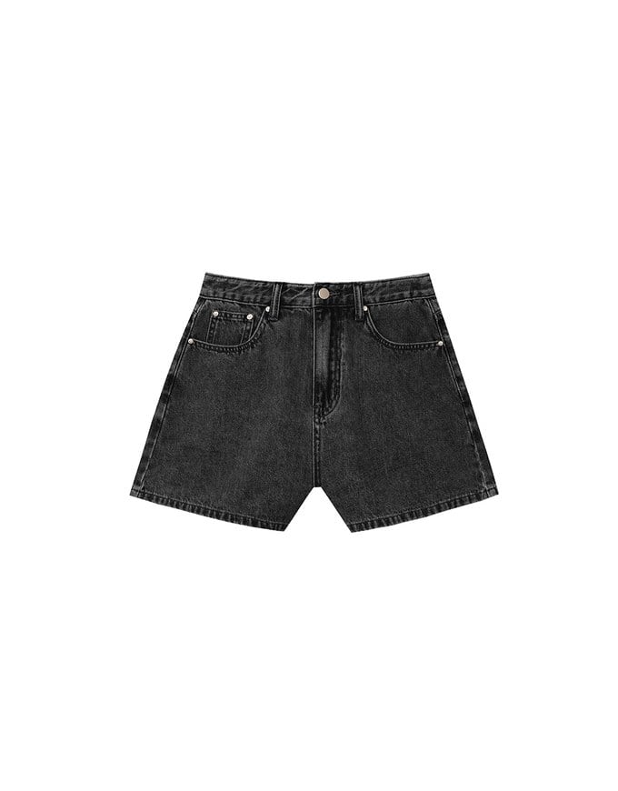 High Waist Washed Jeans Denim Shorts with Pocket Details
