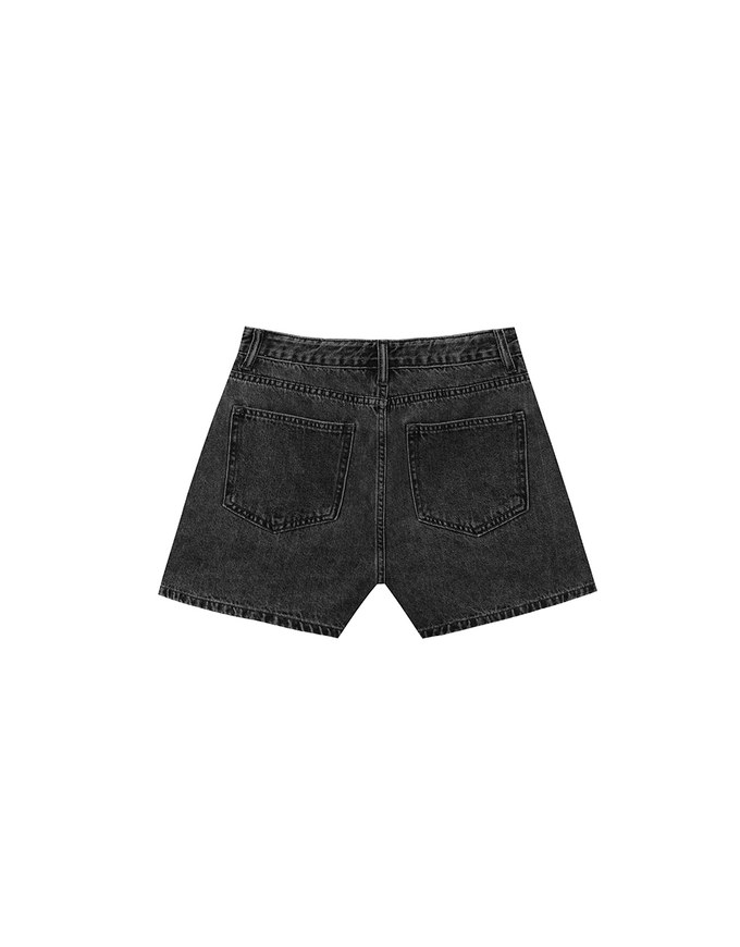 High Waist Washed Jeans Denim Shorts with Pocket Details