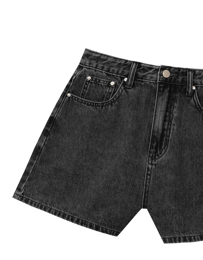 High Waist Washed Jeans Denim Shorts with Pocket Details