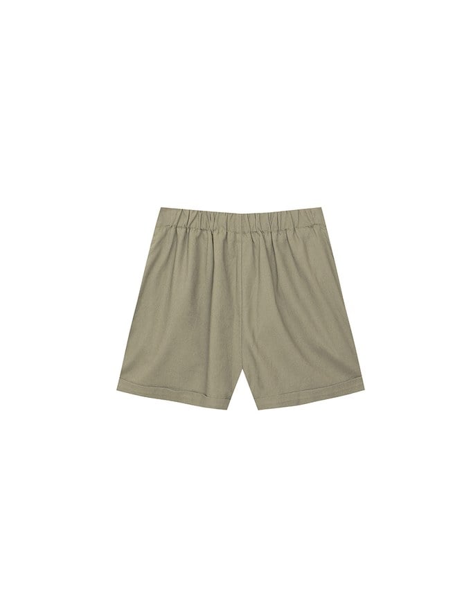 Casual Wide Leg Tailored Linen Shorts with Button Closure