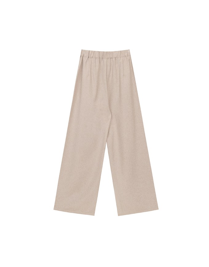 Straight Cut Pleated Tailored Wide Leg Long Trousers