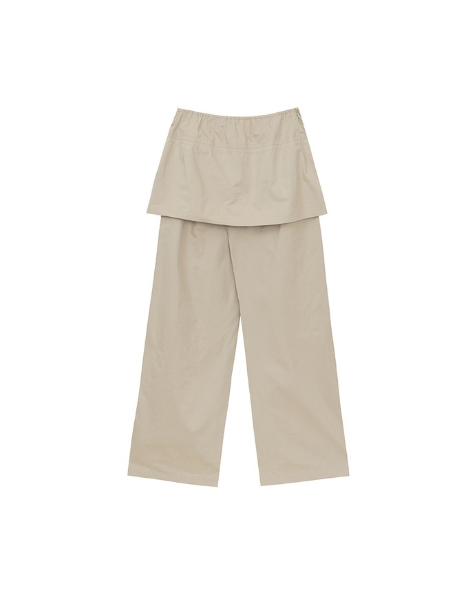 Faux 2 Piece Skirt Overlay Wide Leg Pants