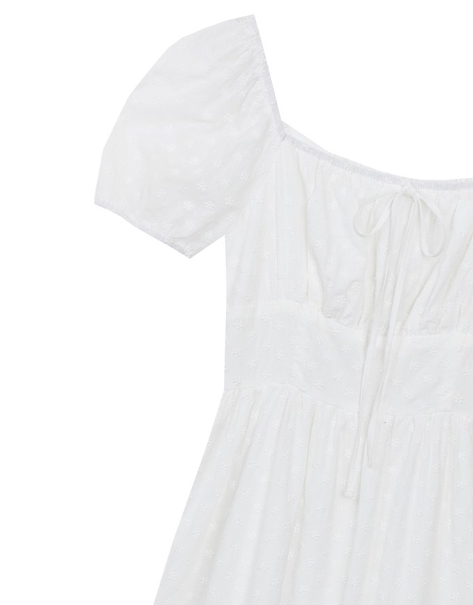 Embroidered Ditsy Floral Maxi Dress with Puff Sleeves and Ruffled Hem