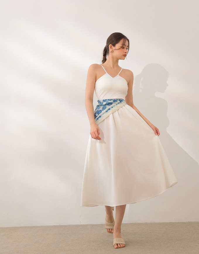 Halter V Neck Spliced Camisole Padded Maxi Dress