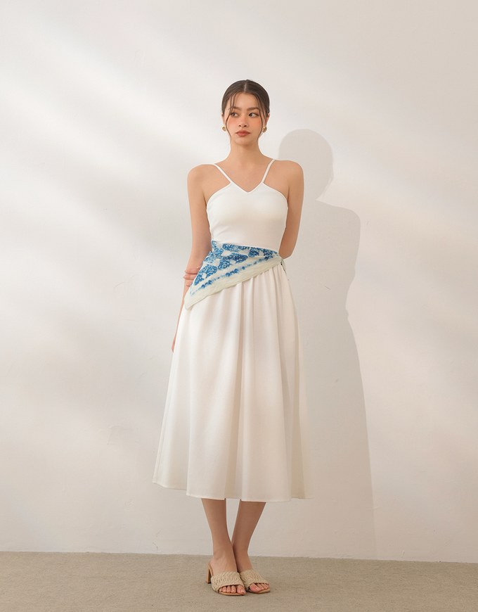 Halter V Neck Spliced Camisole Padded Maxi Dress