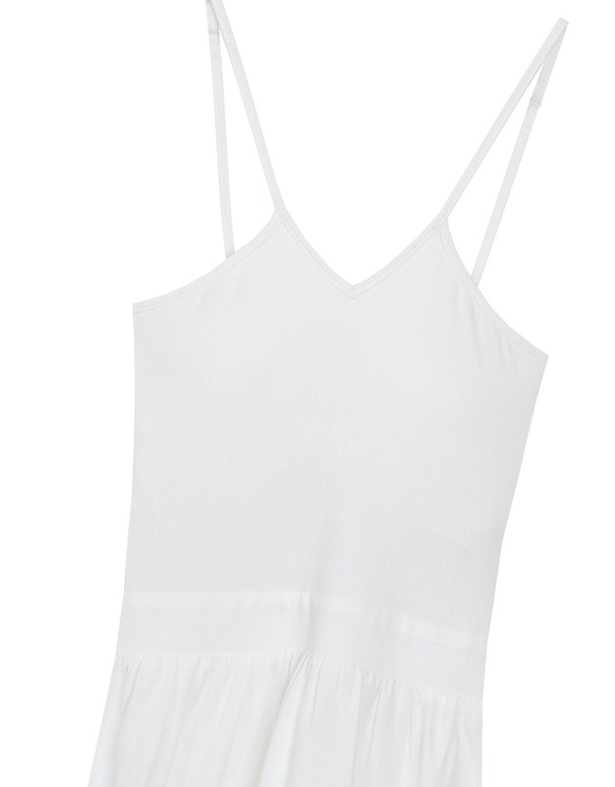 Halter V Neck Spliced Camisole Padded Maxi Dress