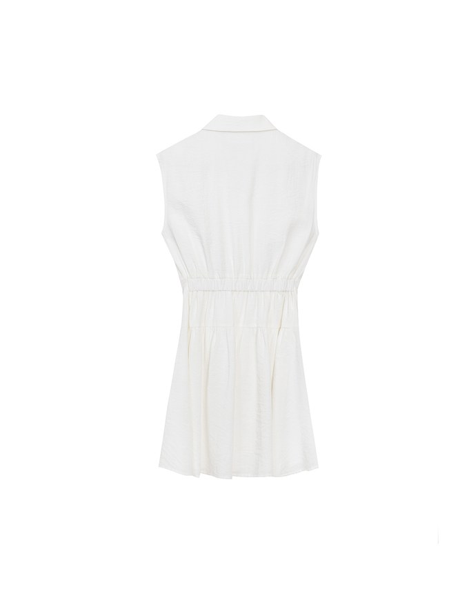 Collared Sleeveless Button Front Mini Shirt Dress