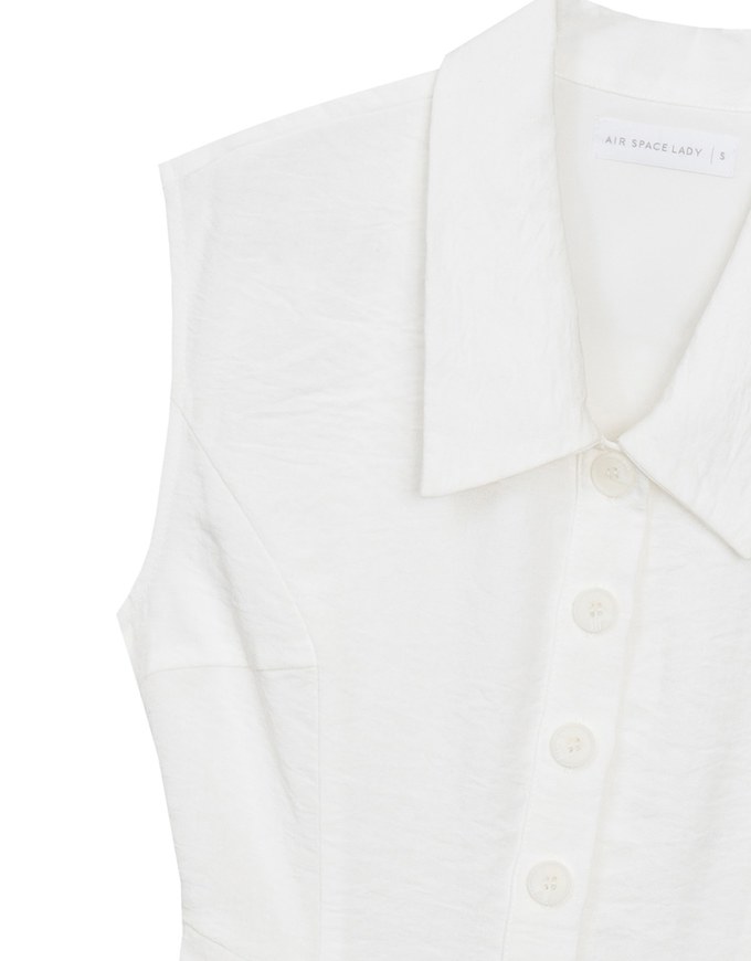 Collared Sleeveless Button Front Mini Shirt Dress