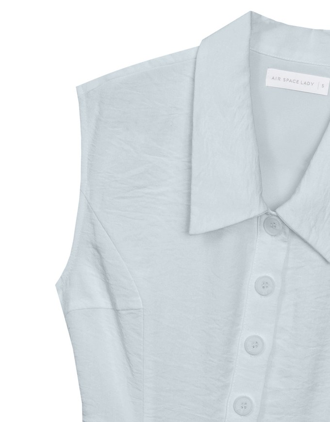 Collared Sleeveless Button Front Mini Shirt Dress