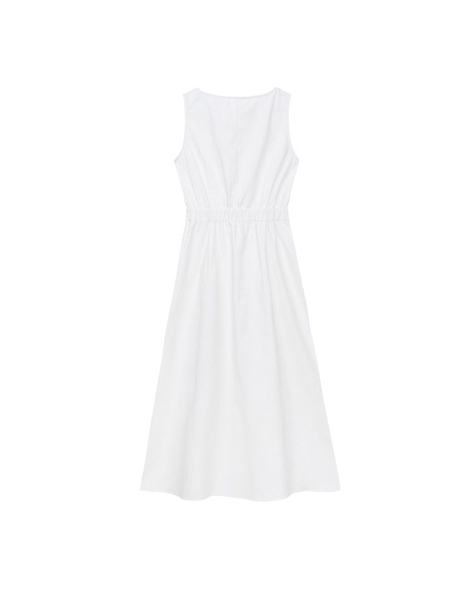 Sleeveless Button Front Maxi Dress with Pockets