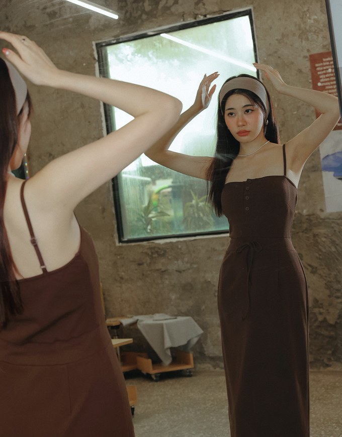Buttoned Ribbed Knit Bodycon Padded Cami Maxi Dress