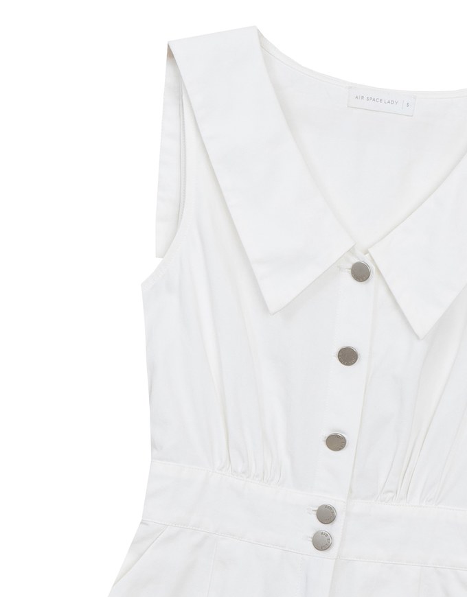 Sailor Collar Sleeveless Button Front Jumsuit