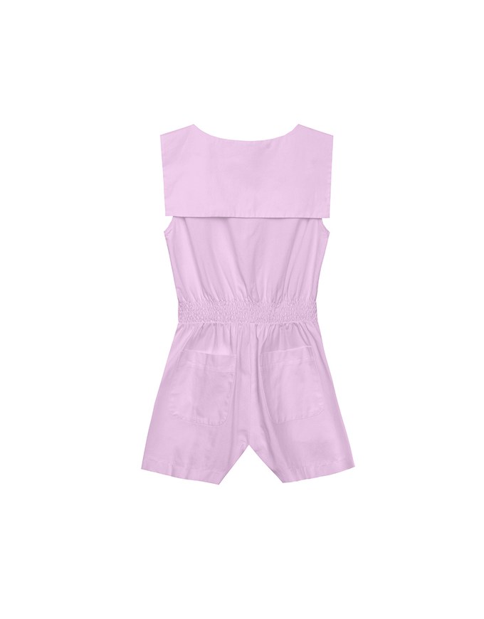 Sailor Collar Sleeveless Button Front Jumsuit