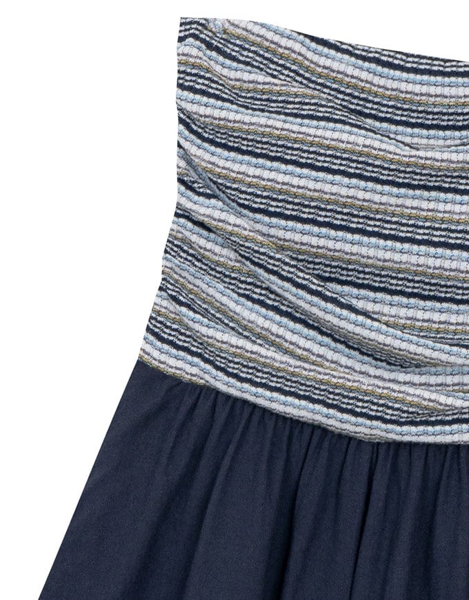 Colorful Knit Striped Texture Bandeau Padded Jumpsuit with Flowy Flared Shorts